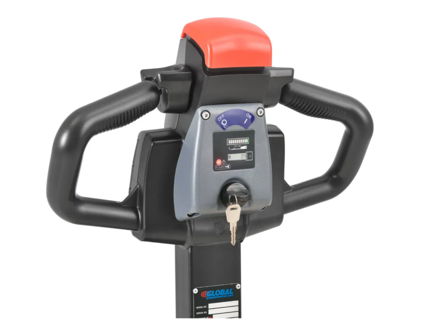 Model #: WQ988993  Global Industrial™ Self-Propelled Electric Pallet Jack, 3300 lb. Cap., 27"W x 45"L Forks