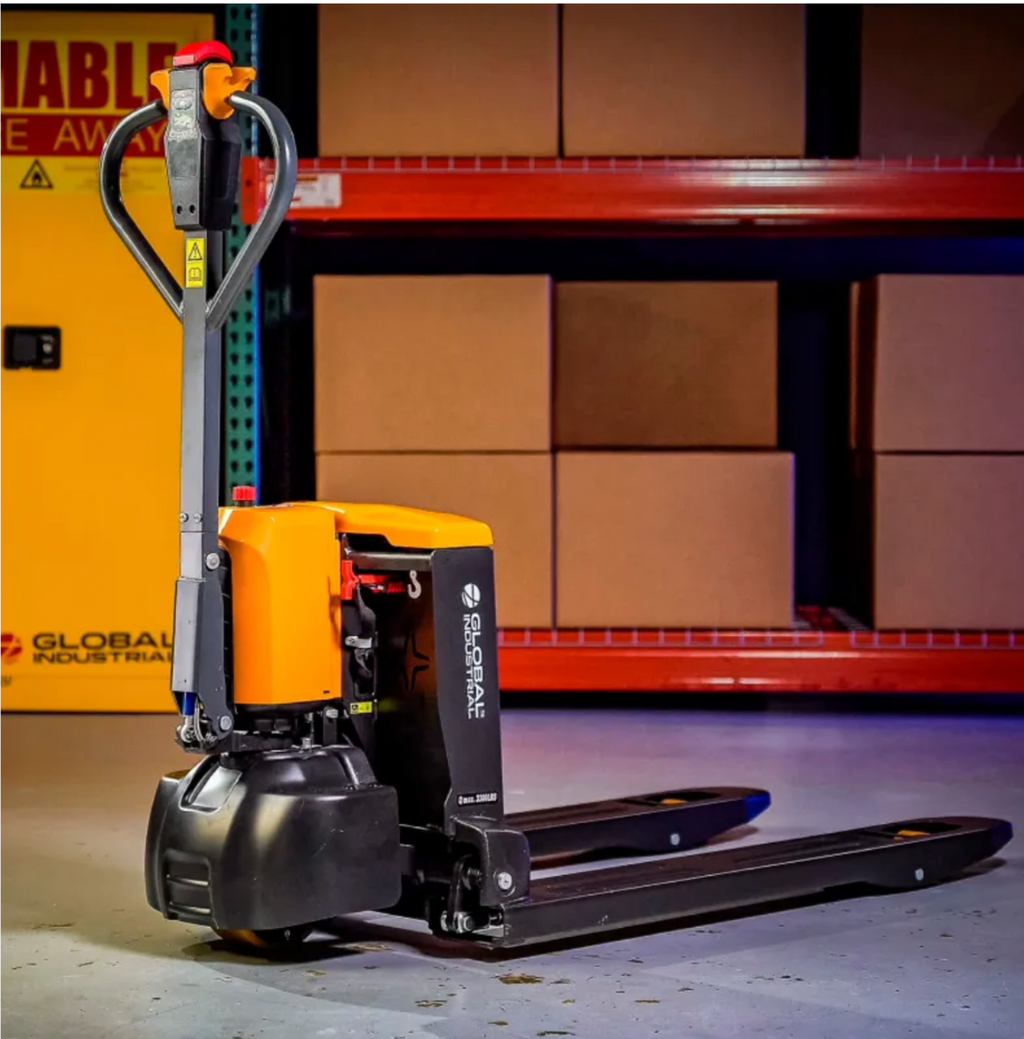 Global Industrial™ Electric Pallet Jack with Charger, 3300 lb. Cap., 27"W x 48"L Forks
