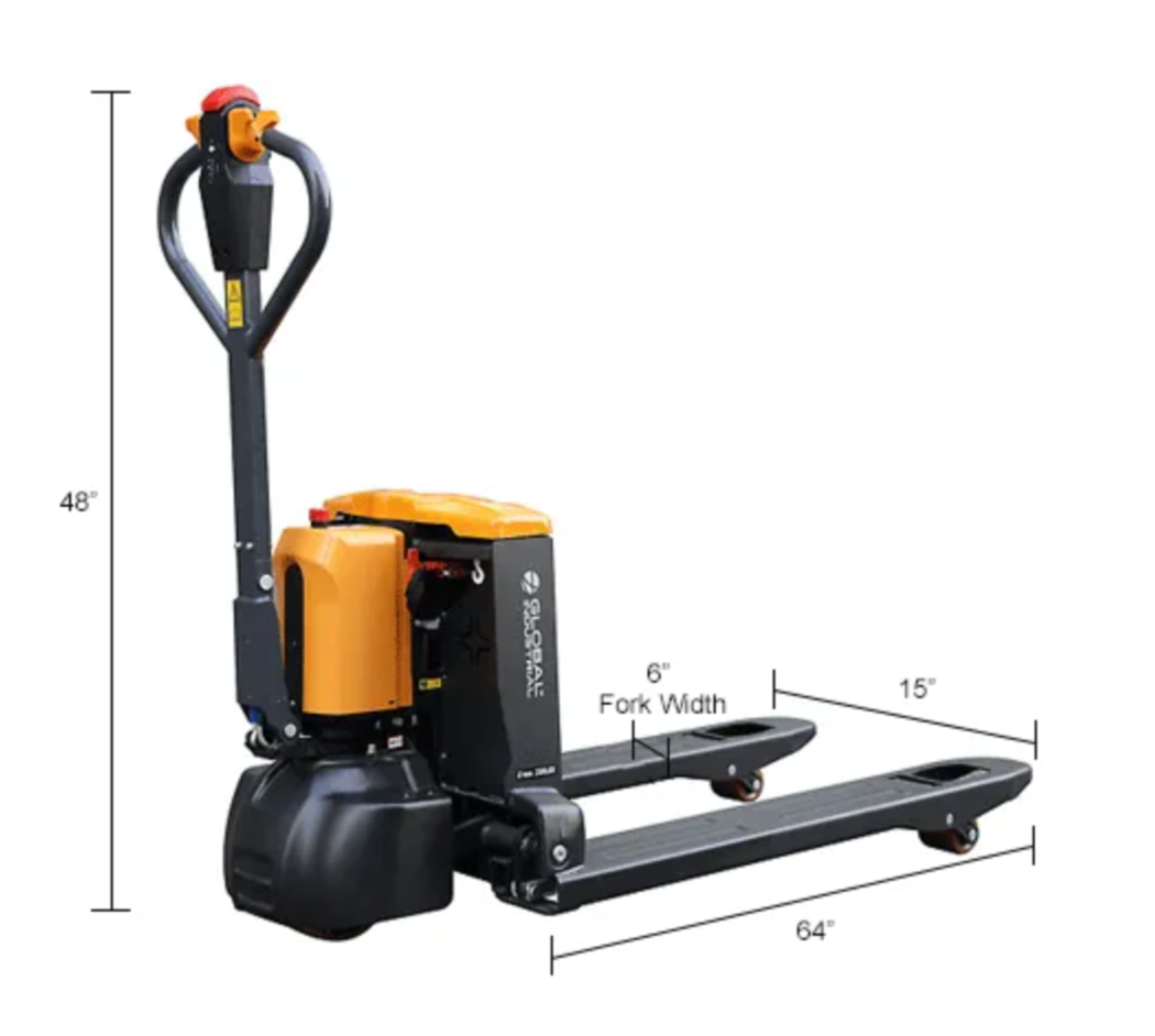 Global Industrial™ Electric Pallet Jack with Charger, 3300 lb. Cap., 27"W x 48"L Forks
