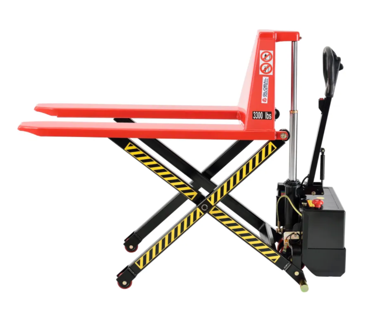 Global Industrial™ Battery Powered High-Lift Skid Truck, 3300 lb. Capacity, 21"W x 44"L Forks