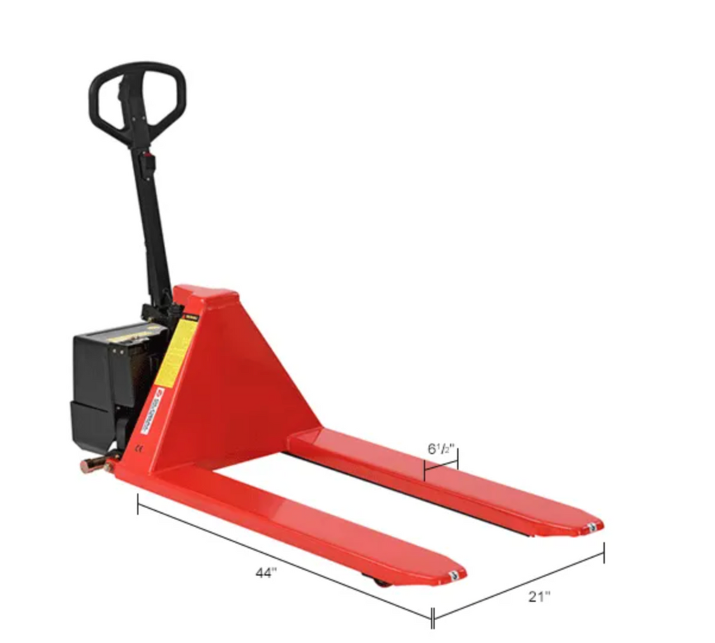 Global Industrial™ Battery Powered High-Lift Skid Truck, 3300 lb. Capacity, 21"W x 44"L Forks